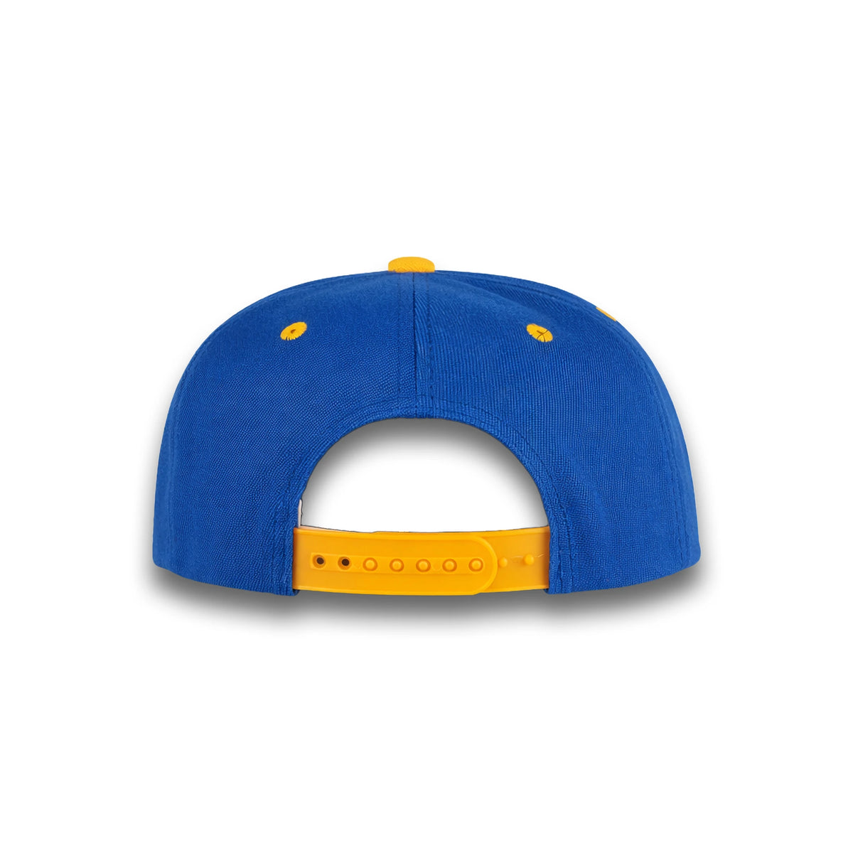GJ-5 royal gold wholesale 6-panel flat bill snapback hat back view