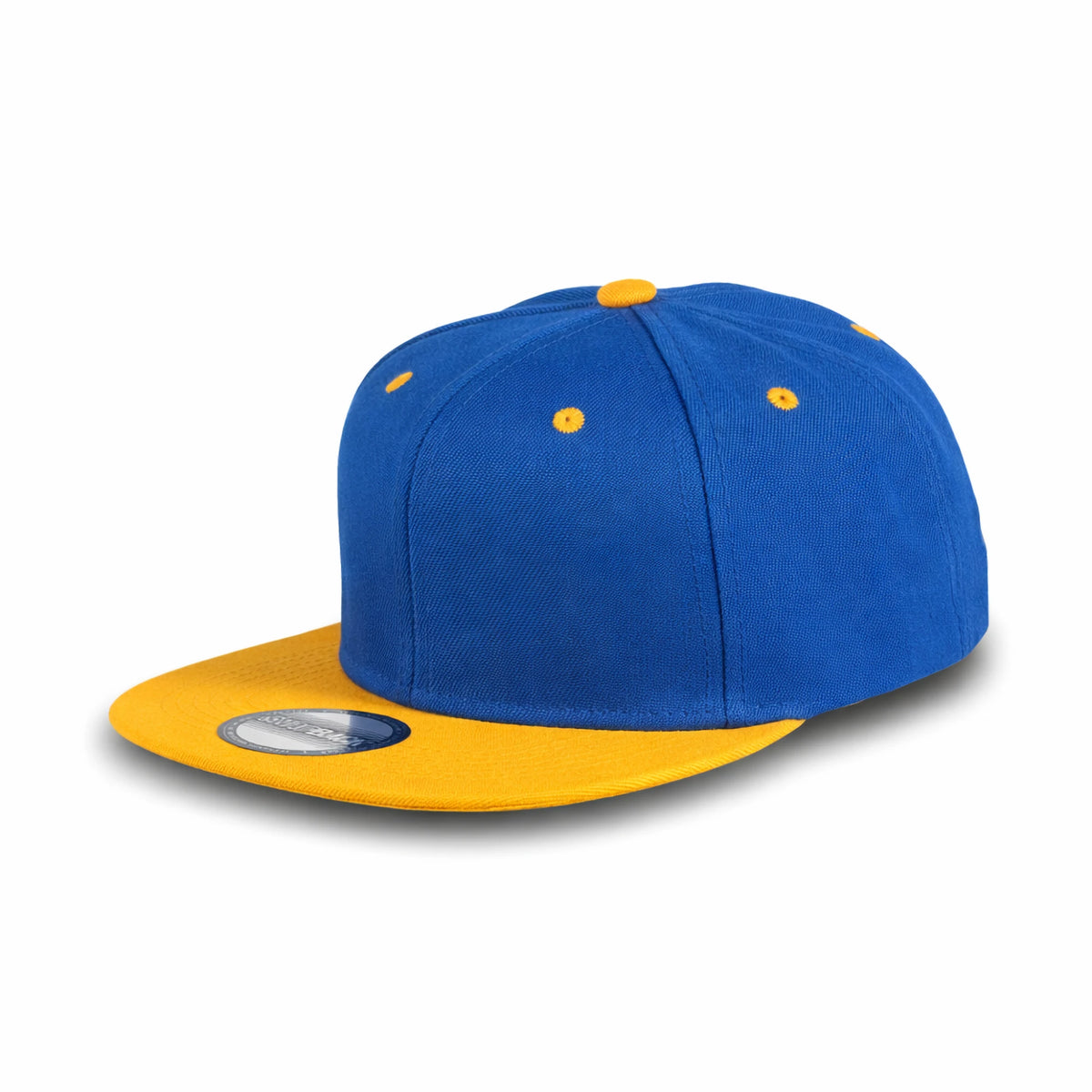 GJ-5 royal gold wholesale 6-panel flat bill snapback hat front view