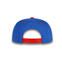 GJ-5 royal red wholesale 6-panel flat bill snapback hat back view