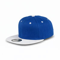 GJ-5 royal white wholesale 6-panel flat bill snapback hat front view