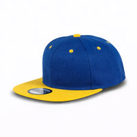 GJ-5 royal yellow wholesale 6-panel flat bill snapback hat front view