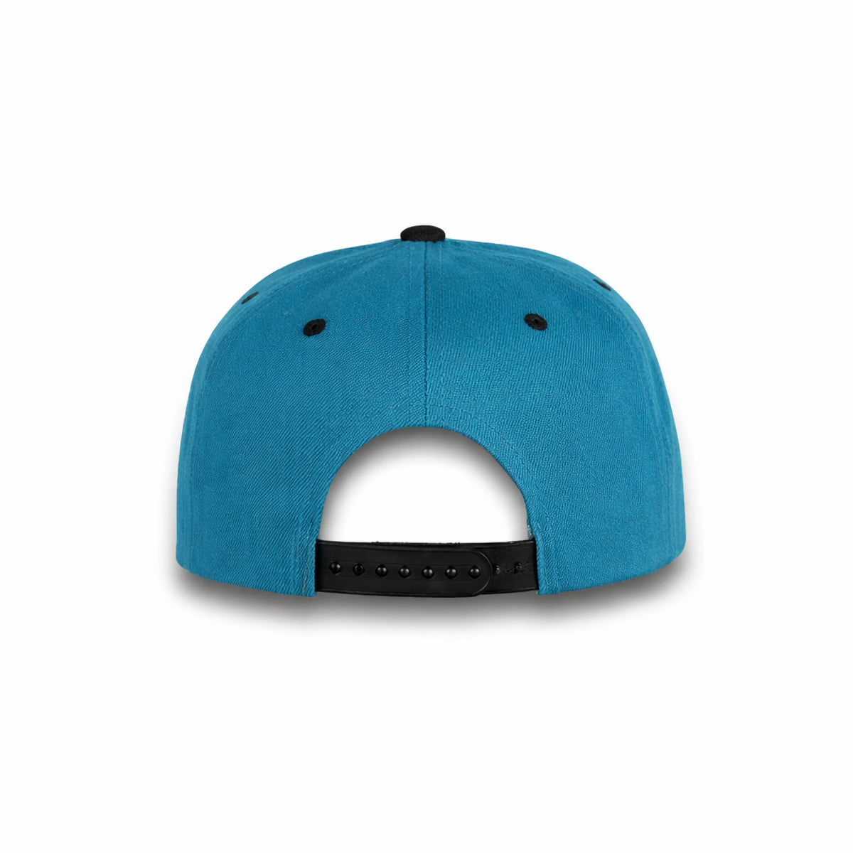 GJ-5 teal black wholesale 6-panel flat bill snapback hat back view