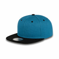 GJ-5 teal black wholesale 6-panel flat bill snapback hat front view