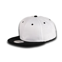 GJ-5 white black wholesale 6-panel flat bill snapback hat front view