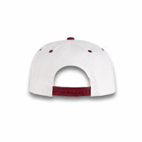 GJ-5 white burgundy wholesale 6-panel flat bill snapback hat back view