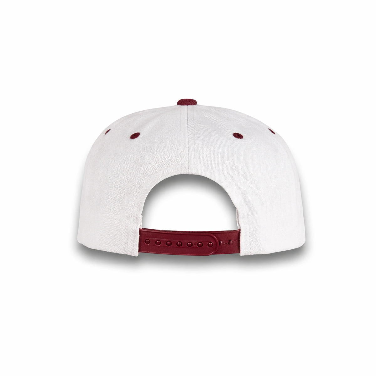 GJ-5 white burgundy wholesale 6-panel flat bill snapback hat back view