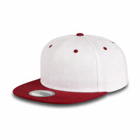 GJ-5 white burgundy wholesale 6-panel flat bill snapback hat front view