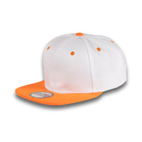 GJ-5 white orange wholesale 6-panel flat bill snapback hat front view