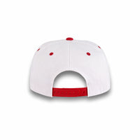 GJ-5 white red wholesale 6-panel flat bill snapback hat back view