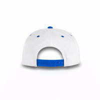 GJ-5 white royal wholesale 6-panel flat bill snapback hat back view