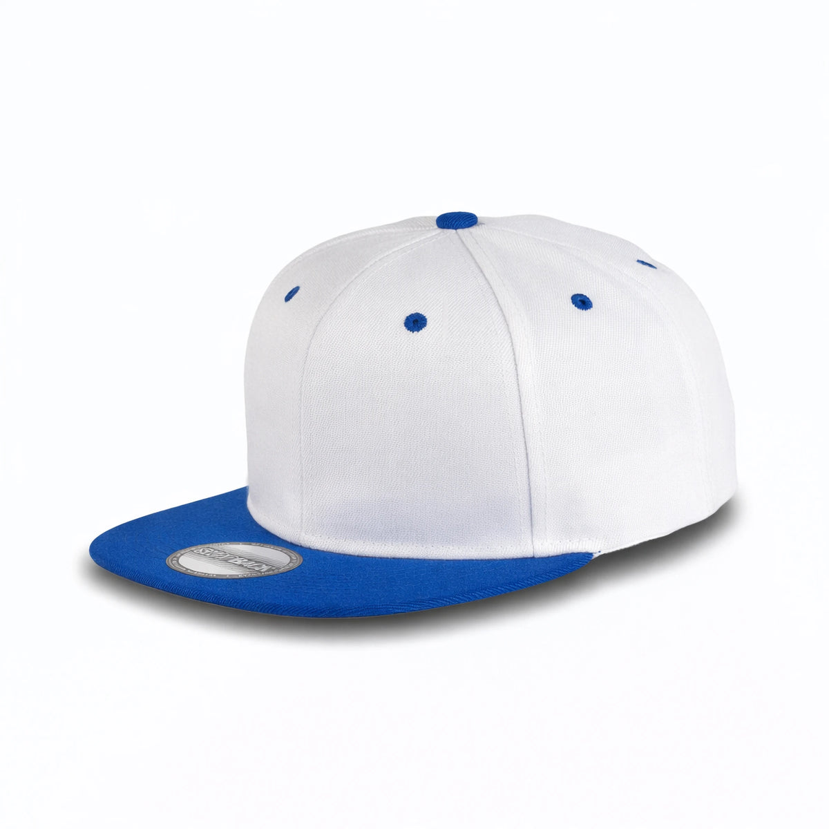 GJ-5 white royal wholesale 6-panel flat bill snapback hat front view