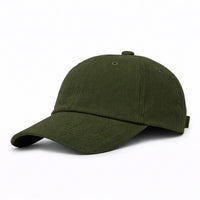 HOT-1 olive wholesale 6-panel corduroy dad hat front view