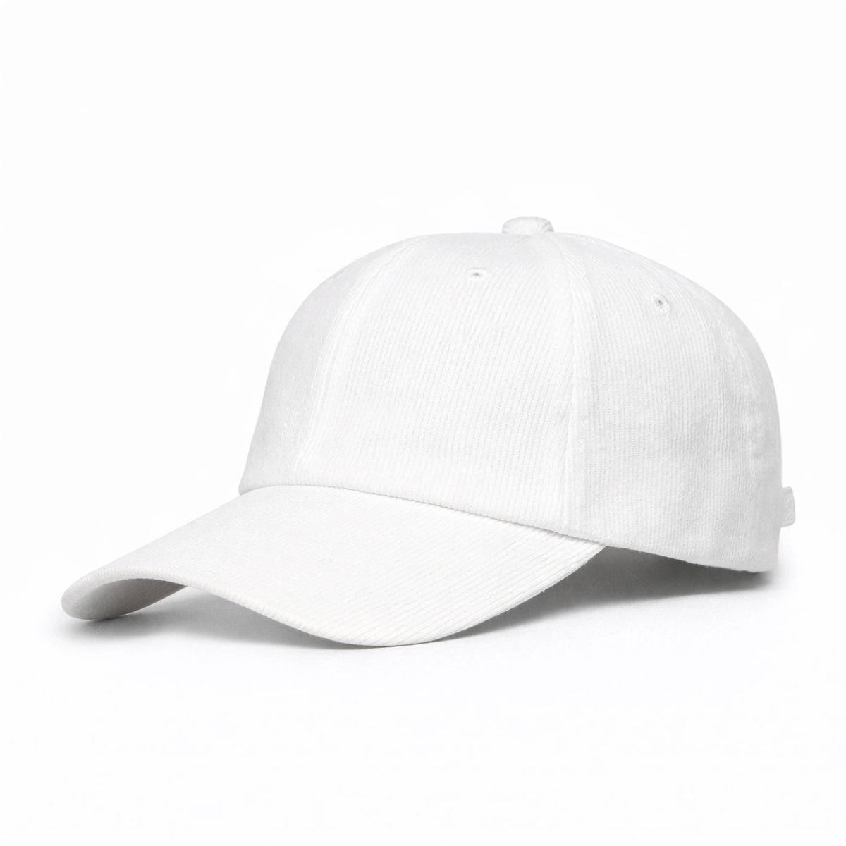 HOT-1 white wholesale 6-panel corduroy dad hat front view