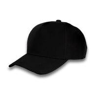 HOT-10 black wholesale 5-panel performance snapback hat front view