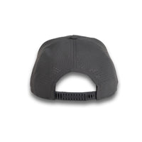 HOT-10 dark grey wholesale 5-panel performance snapback hat back view