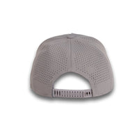 HOT-10 light grey wholesale 5-panel performance snapback hat back view