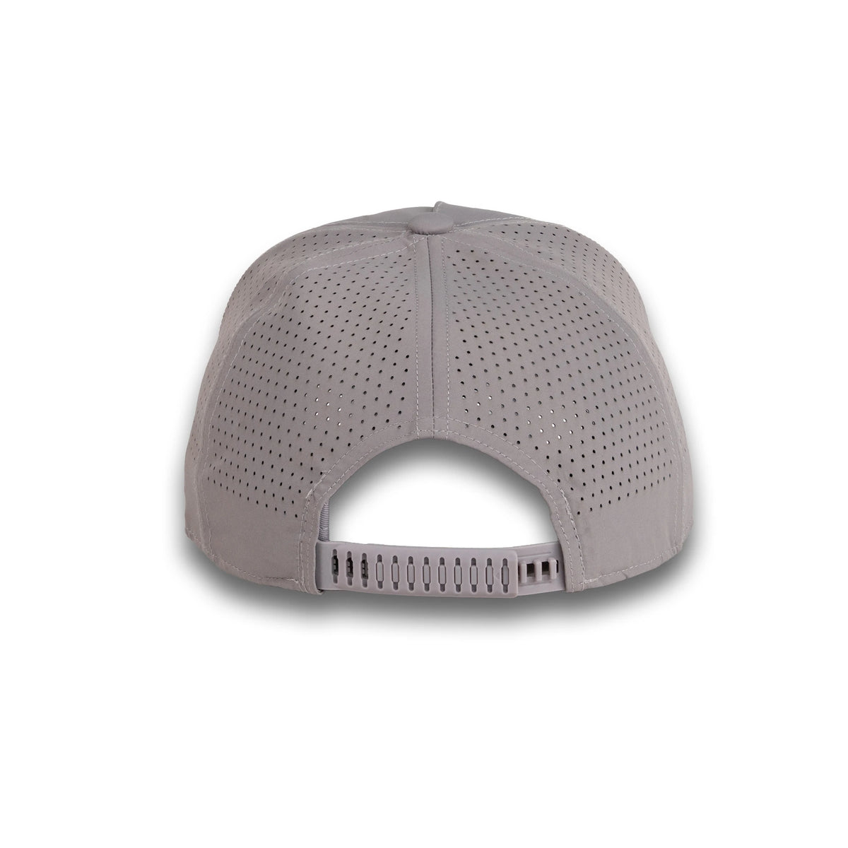 HOT-10 light grey wholesale 5-panel performance snapback hat back view