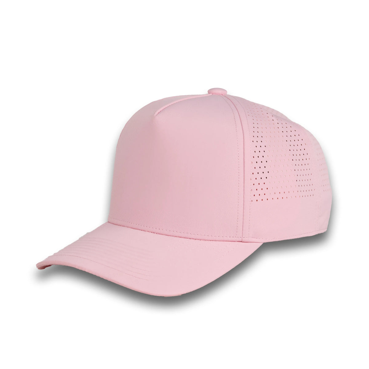 HOT-10 light pink wholesale 5-panel performance snapback hat front view