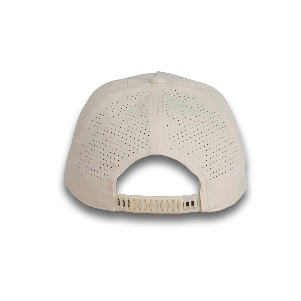 HOT-10 original white wholesale 5-panel performance snapback hat back view