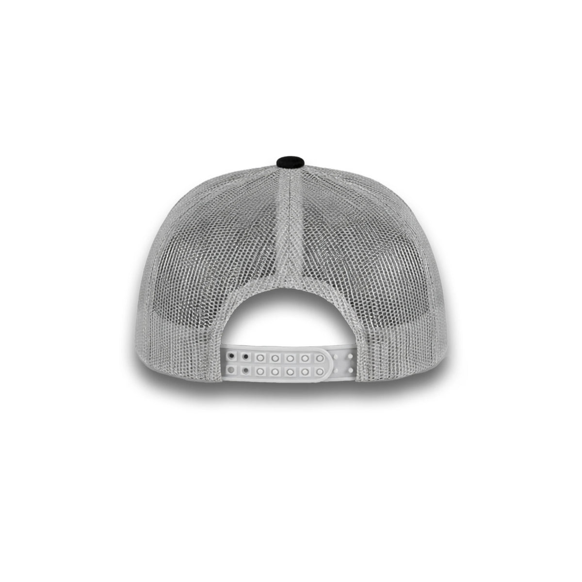 HOT-11 black grey wholesale 6-panel trucker hat back view