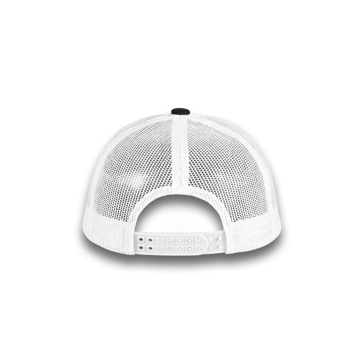 HOT-11 black white wholesale 6-panel trucker hat back view