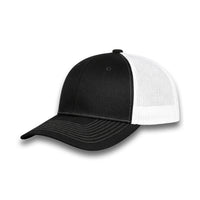 HOT-11 black white wholesale 6-panel trucker hat front view