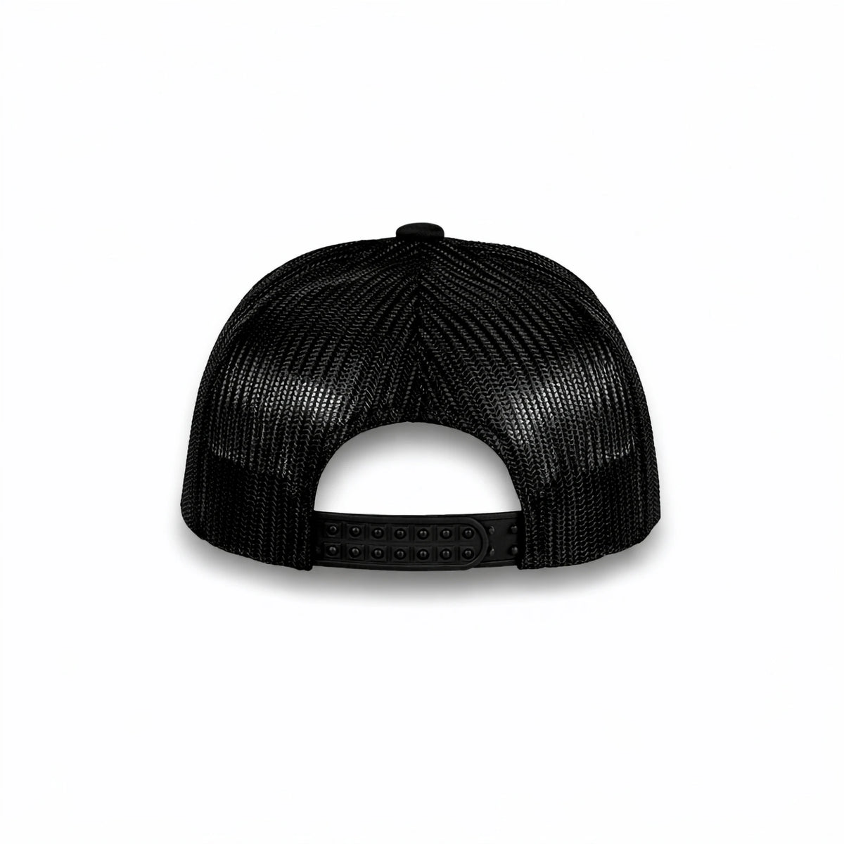 HOT-11 black wholesale 6-panel trucker hat back view