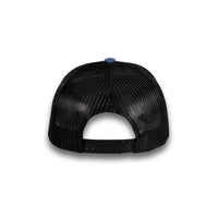 HOT-11 blue black wholesale 6-panel trucker hat back view