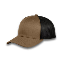 HOT-11 coffee black wholesale 6-panel trucker hat front view