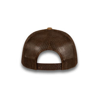 HOT-11 grey orange wholesale 6-panel trucker hat back view
