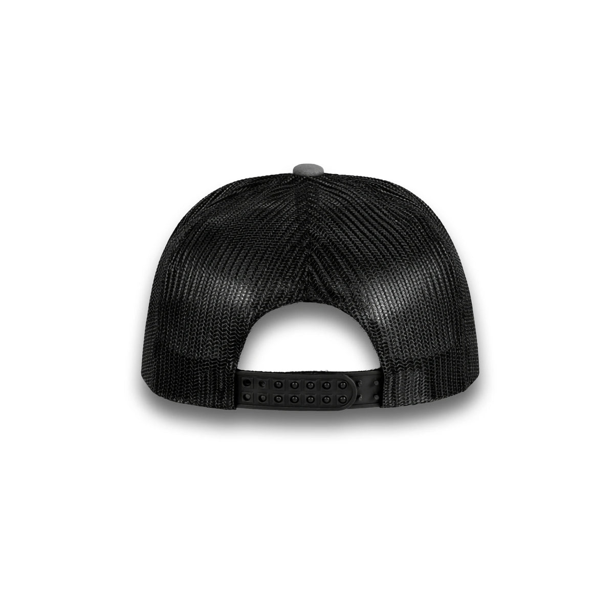 HOT-11 dark grey black wholesale 6-panel trucker hat back view
