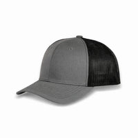 HOT-11 dark grey black wholesale 6-panel trucker hat front view