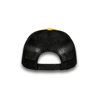 HOT-11 ginger black wholesale 6-panel trucker hat back view