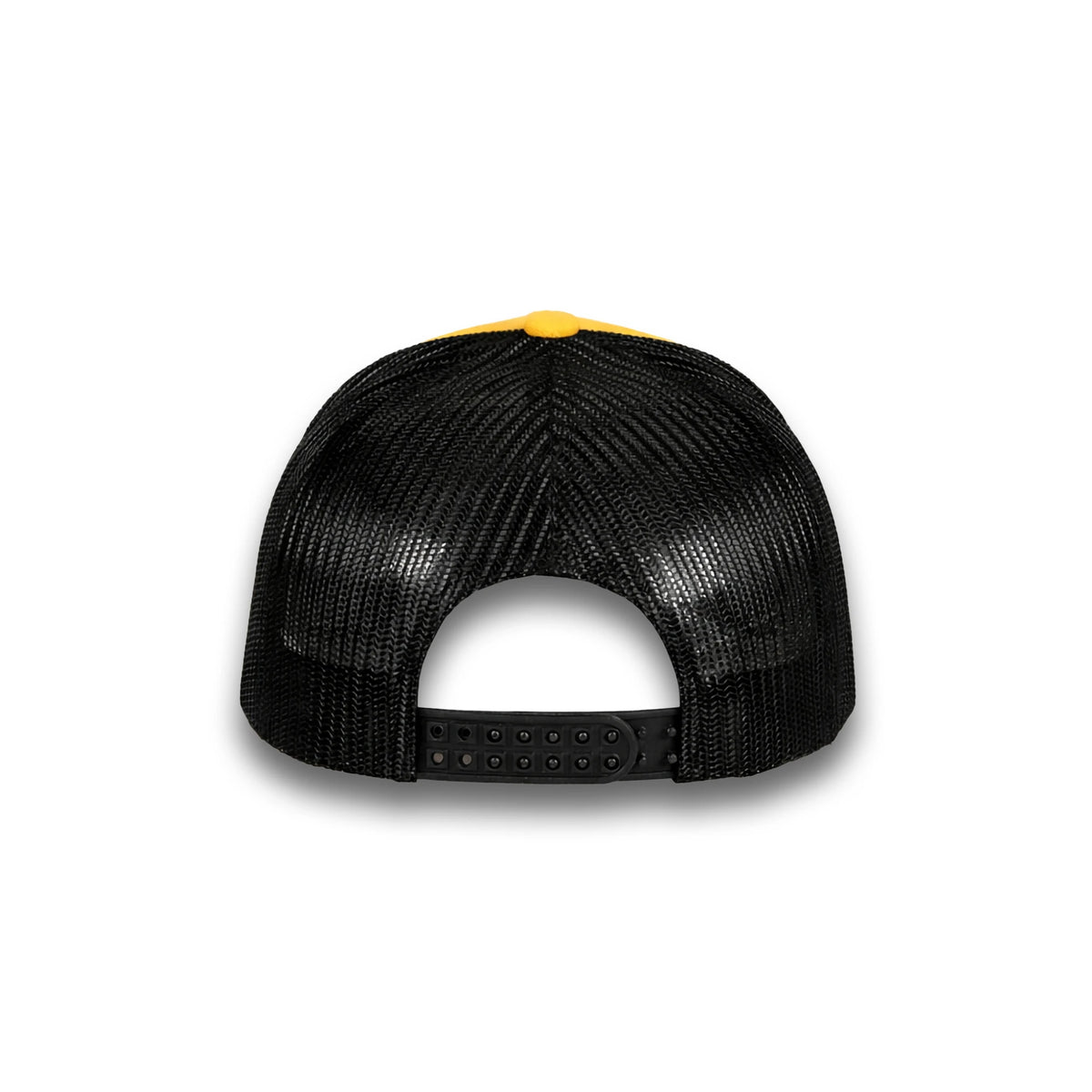 HOT-11 ginger black wholesale 6-panel trucker hat back view