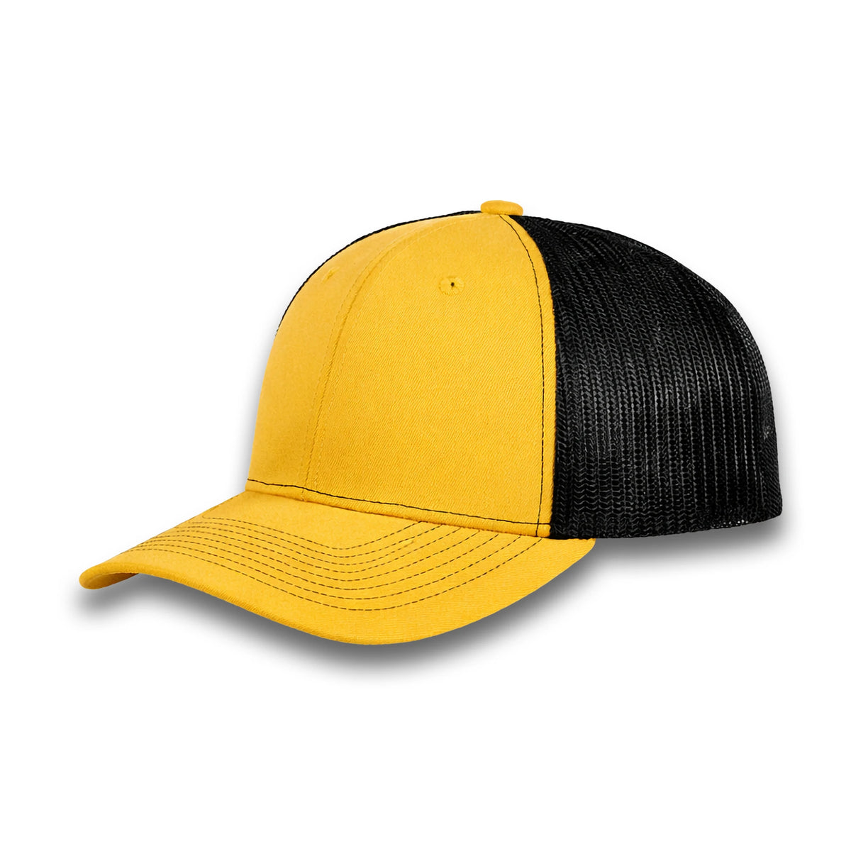HOT-11 ginger black wholesale 6-panel trucker hat front view