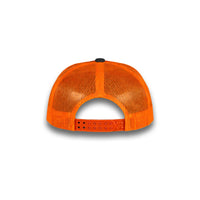 HOT-11 grey orange wholesale 6-panel trucker hat back view