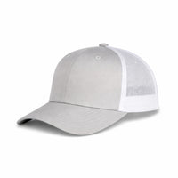 HOT-11 light grey white wholesale 6-panel trucker hat front view