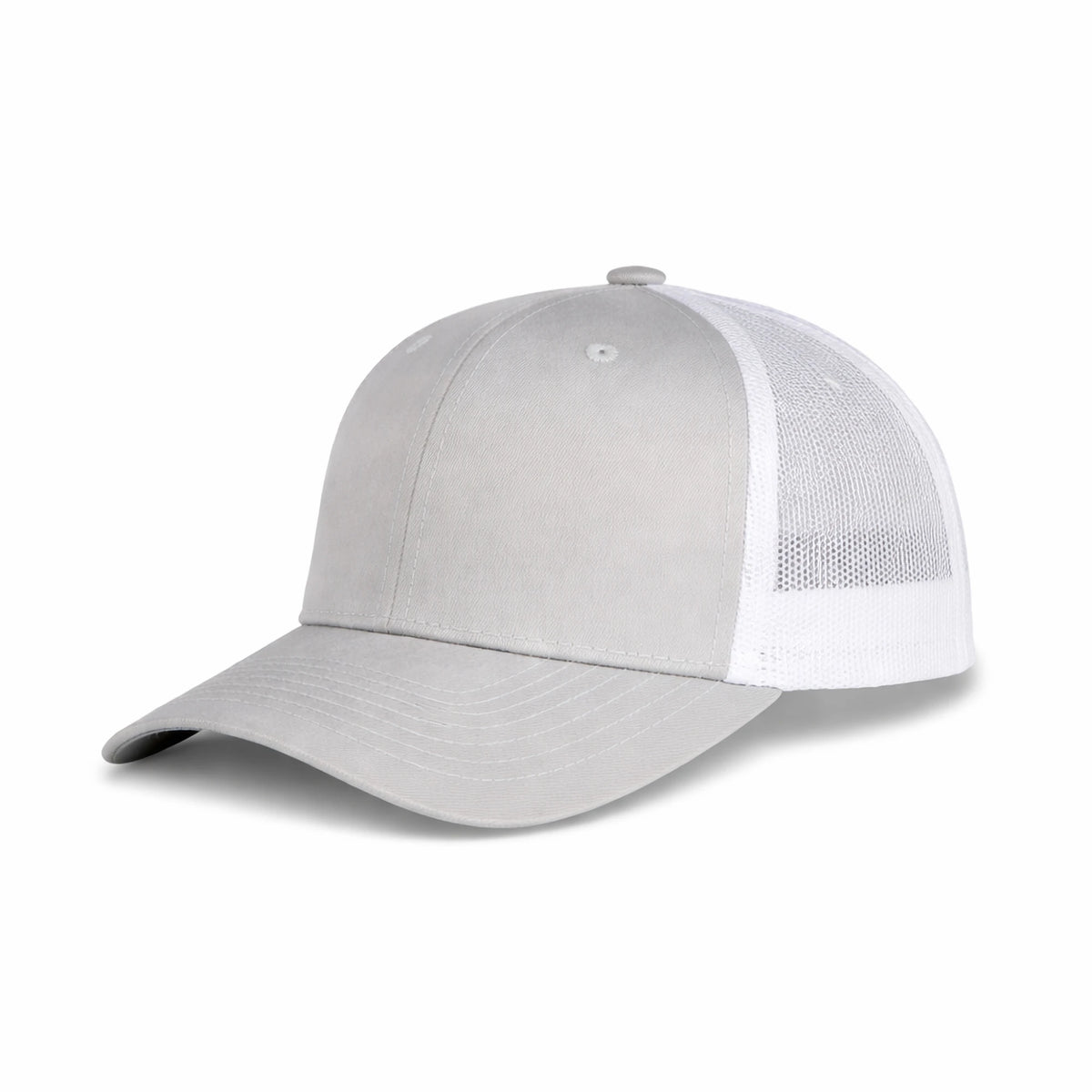 HOT-11 light grey white wholesale 6-panel trucker hat front view
