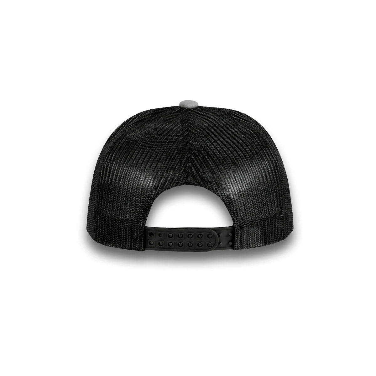 HOT-11 medium grey black wholesale 6-panel trucker hat back view