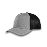 HOT-11 medium grey black wholesale 6-panel trucker hat front view
