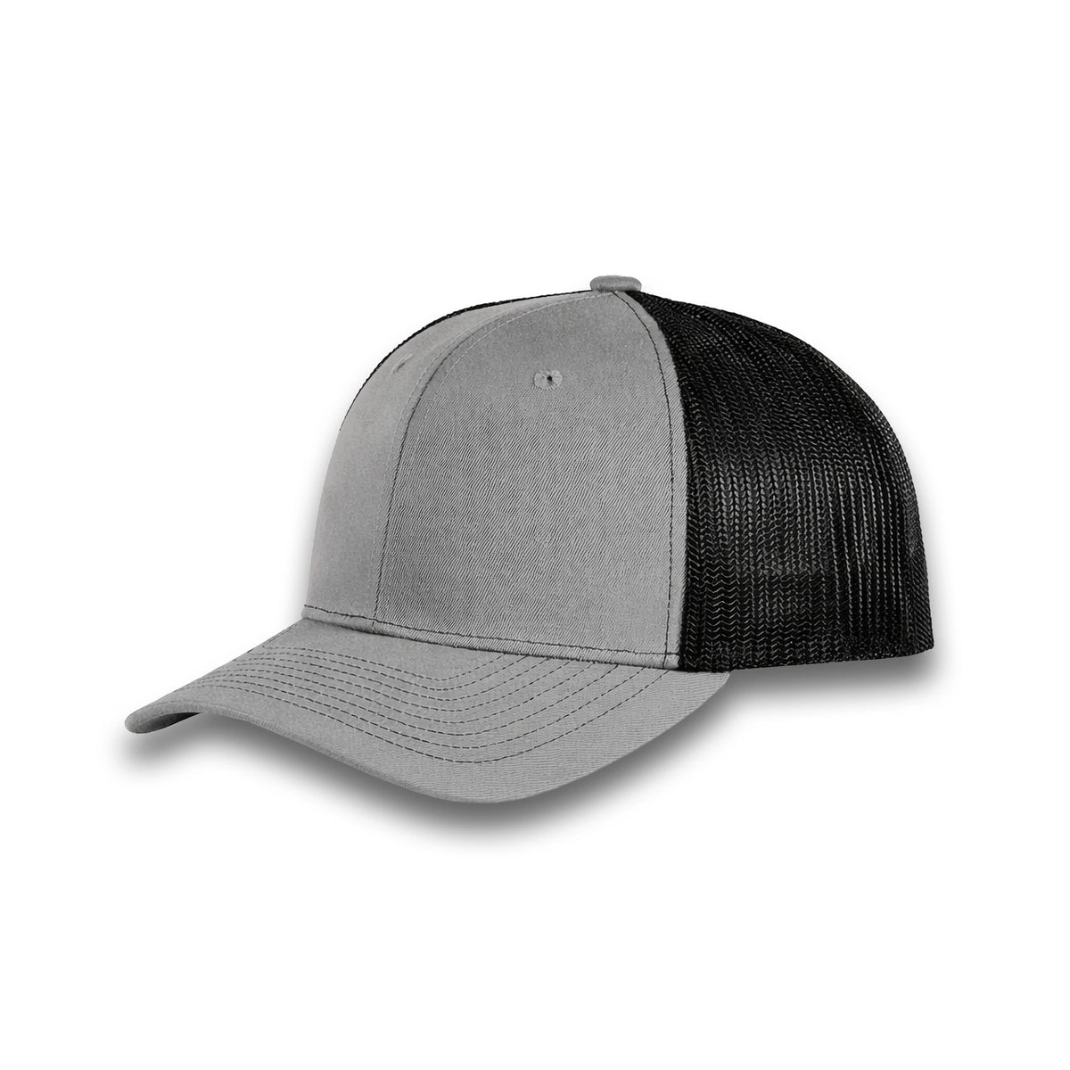 HOT-11 medium grey black wholesale 6-panel trucker hat front view