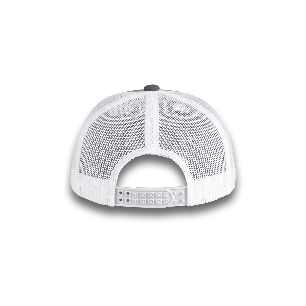 HOT-11 medium grey white wholesale 6-panel trucker hat back view