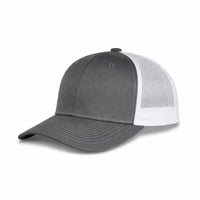 HOT-11 medium grey white wholesale 6-panel trucker hat front view