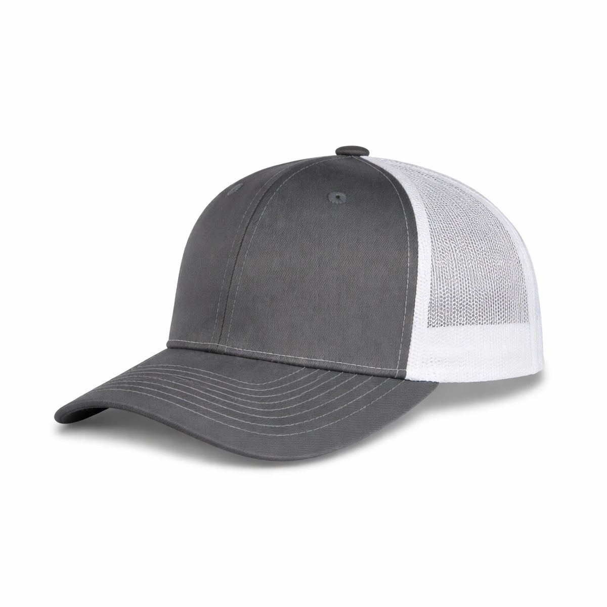 HOT-11 medium grey white wholesale 6-panel trucker hat front view