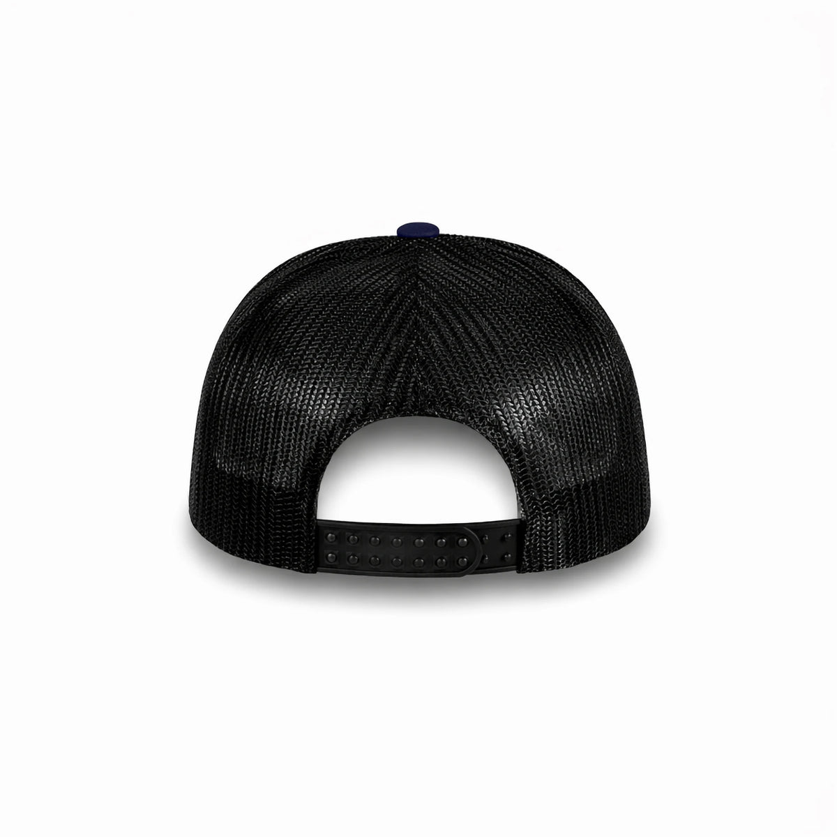 HOT-11 navy black wholesale 6-panel trucker hat back view