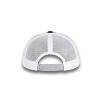 HOT-11 navy white wholesale 6-panel trucker hat back view