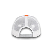 HOT-11 orange white wholesale 6-panel trucker hat back view