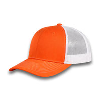 HOT-11 orange white wholesale 6-panel trucker hat front view