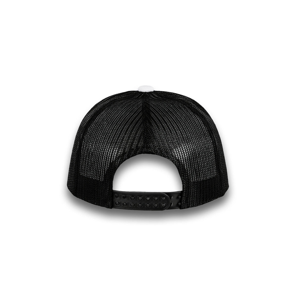 HOT-11 white black wholesale 6-panel trucker hat back view