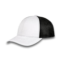 HOT-11 white black wholesale 6-panel trucker hat front view